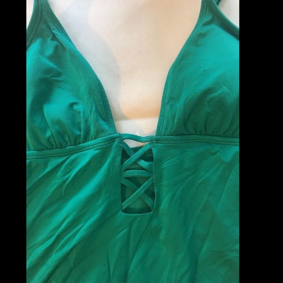 NWT Laundry By‎ Shelli Segal Strapped One Piece Lagoon Green [SZ Large ] - Picture 3 of 8